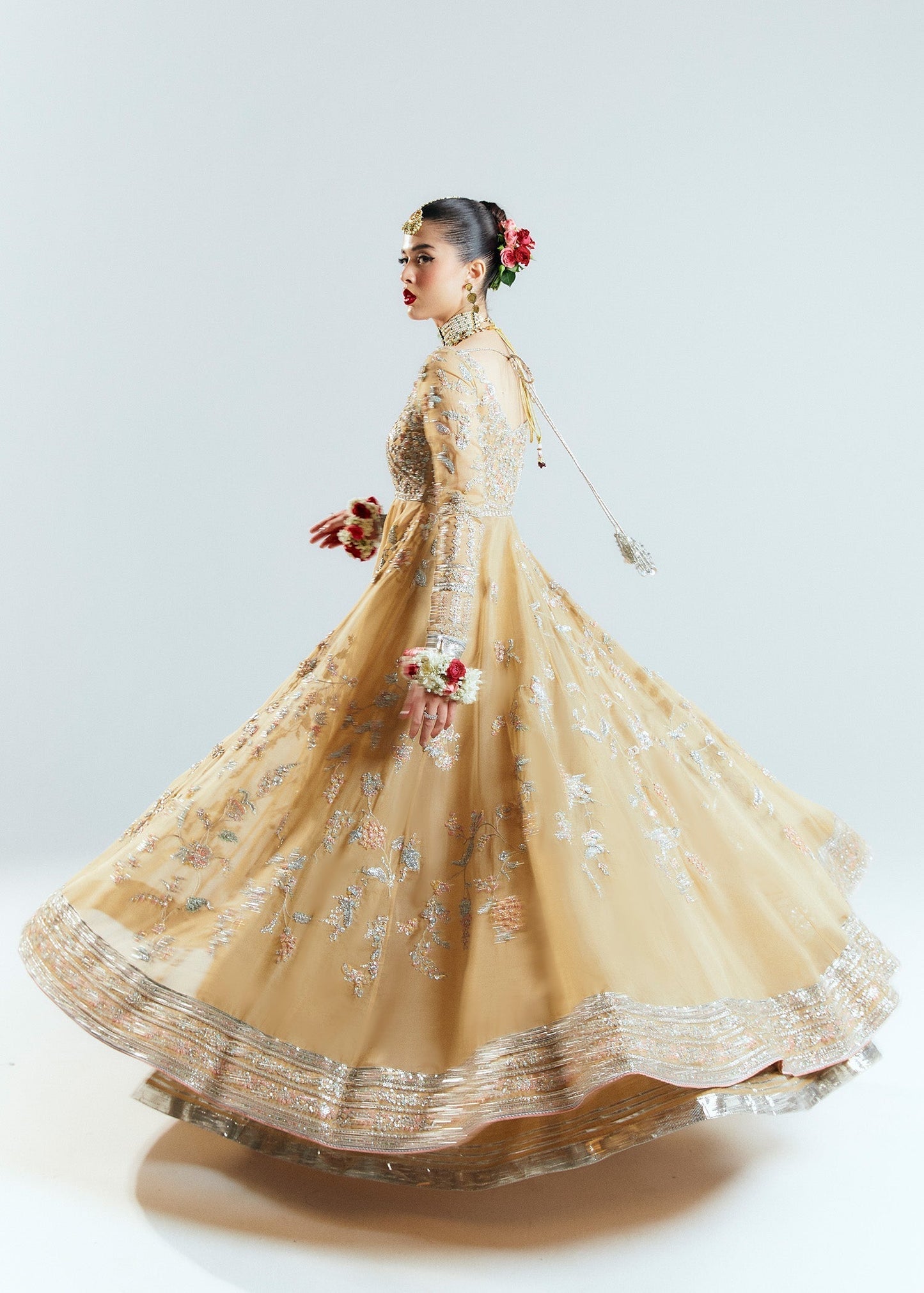 Hussain Rehar Aether Style — Mairaz Gold Lehenga