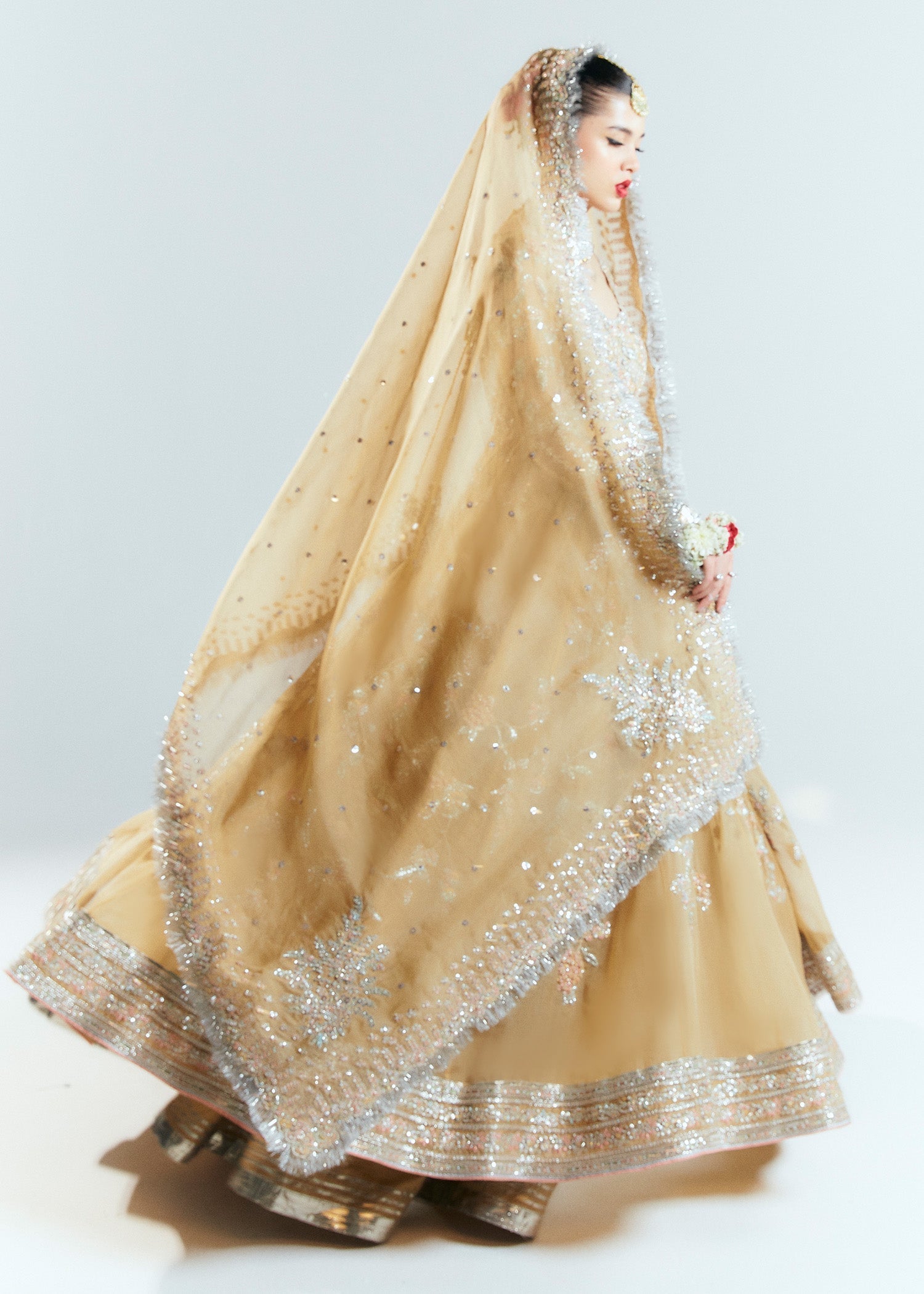 Hussain Rehar Aether Style — Mairaz Gold Lehenga