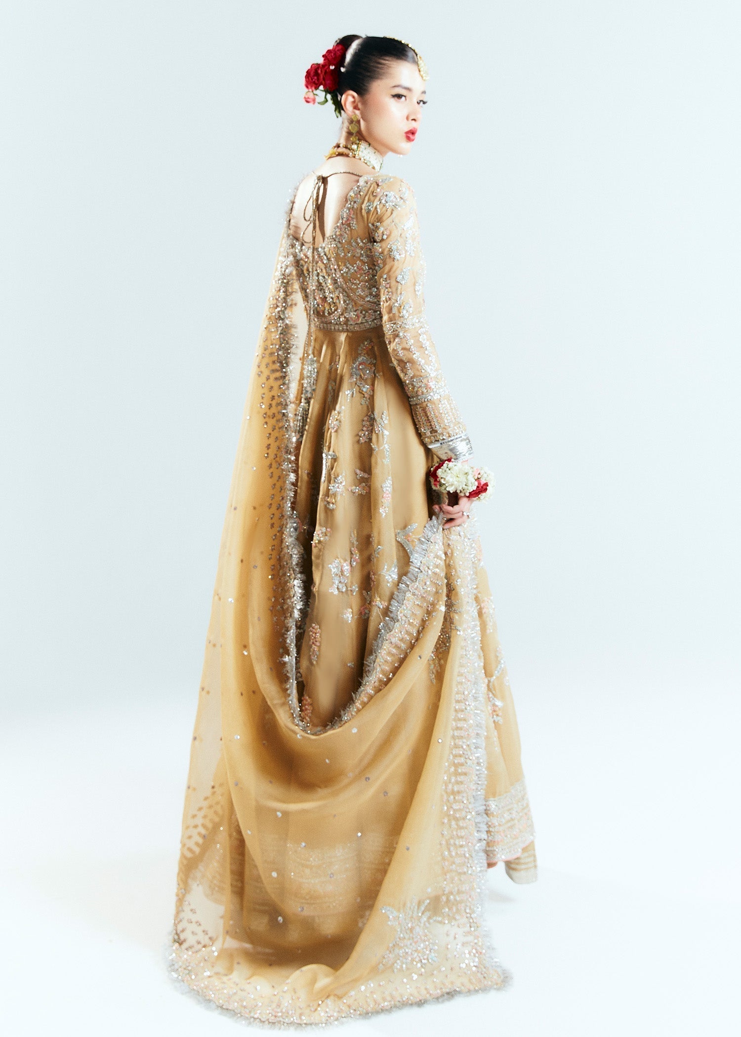 Hussain Rehar Aether Style — Mairaz Gold Lehenga