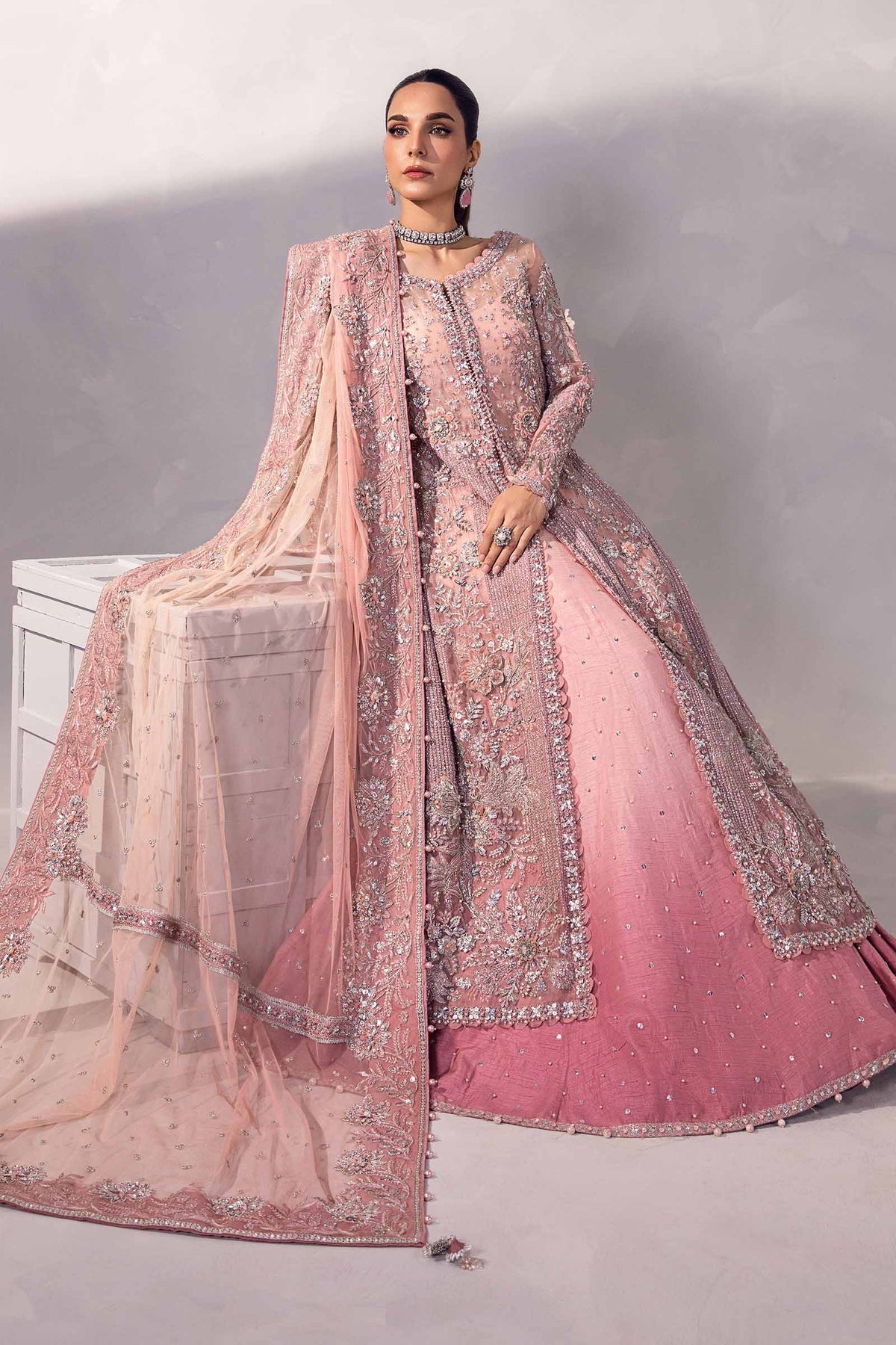 Maria B Resmin blush pink couture outfit detail