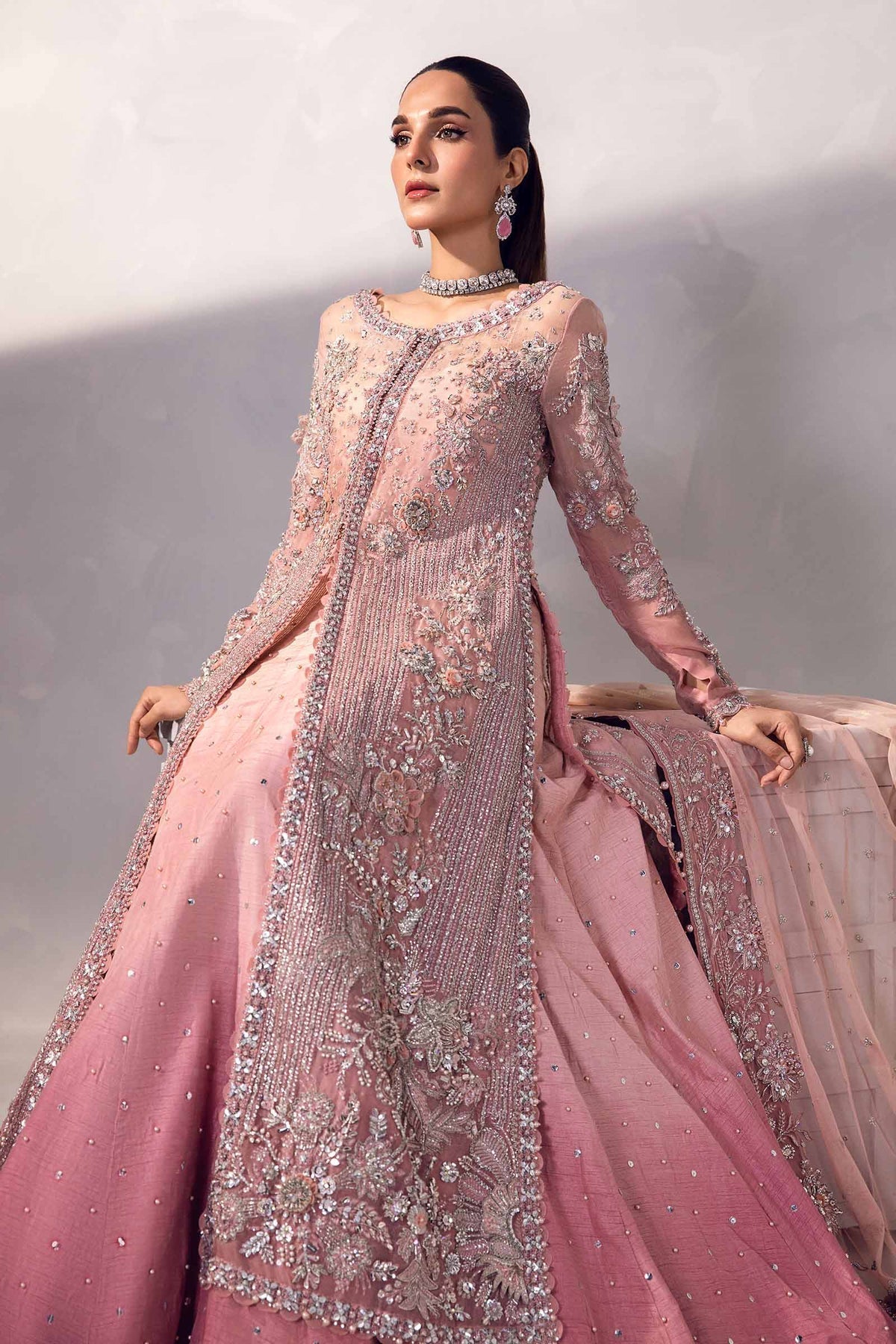 Maria B Resmin blush pink couture outfit detail