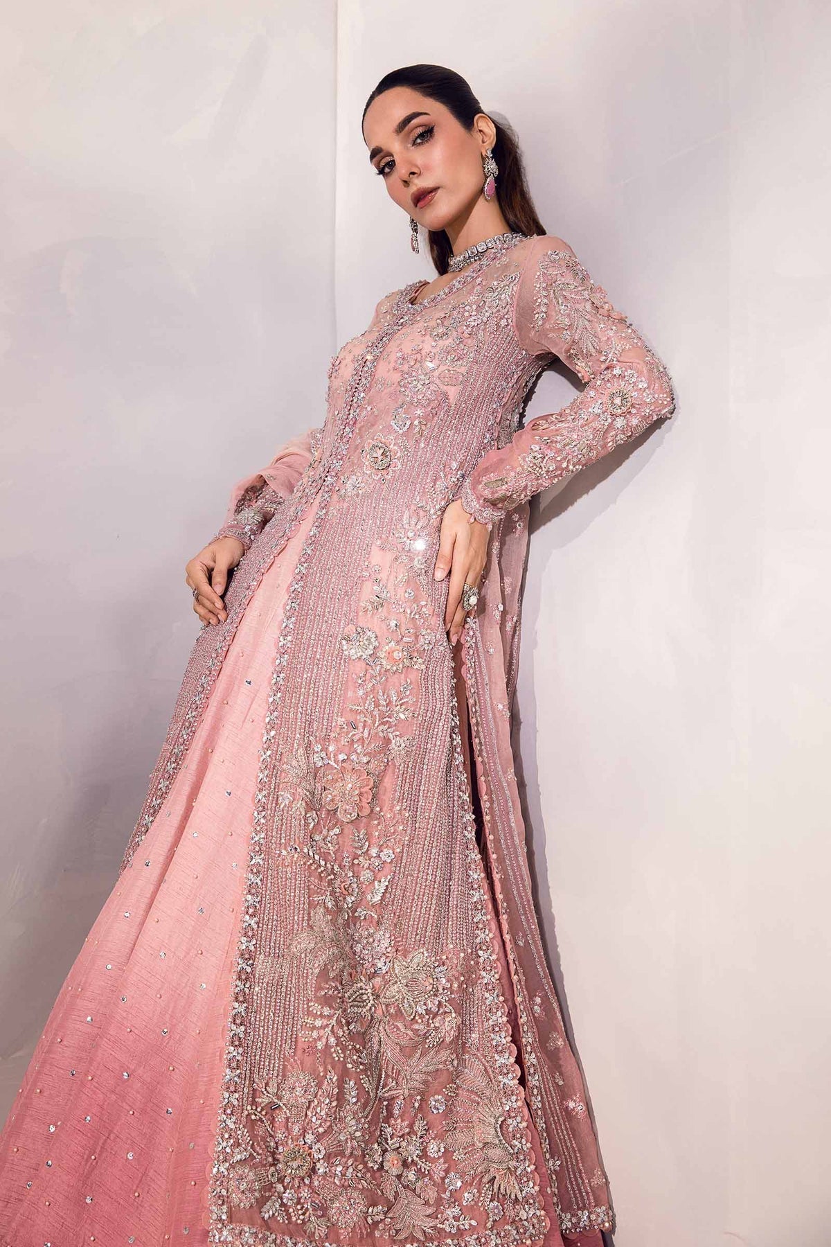Maria B Resmin blush pink couture outfit detail