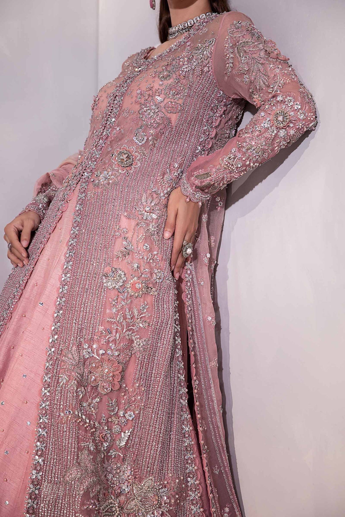 Maria B Resmin blush pink couture outfit detail