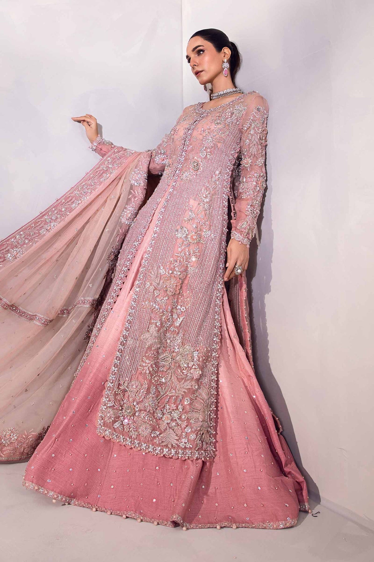 Maria B Resmin blush pink couture outfit detail