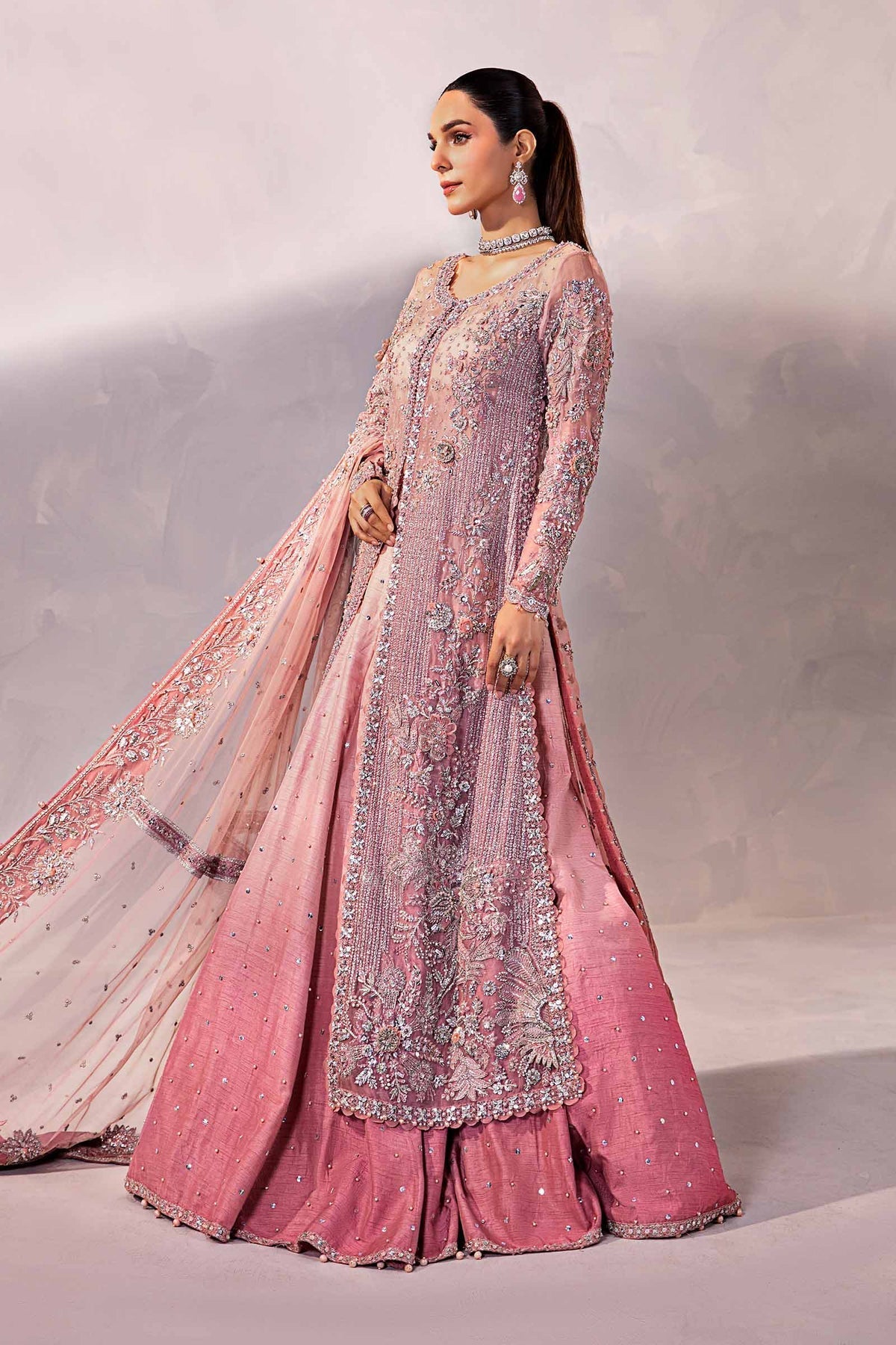 Maria B Resmin blush pink couture outfit detail