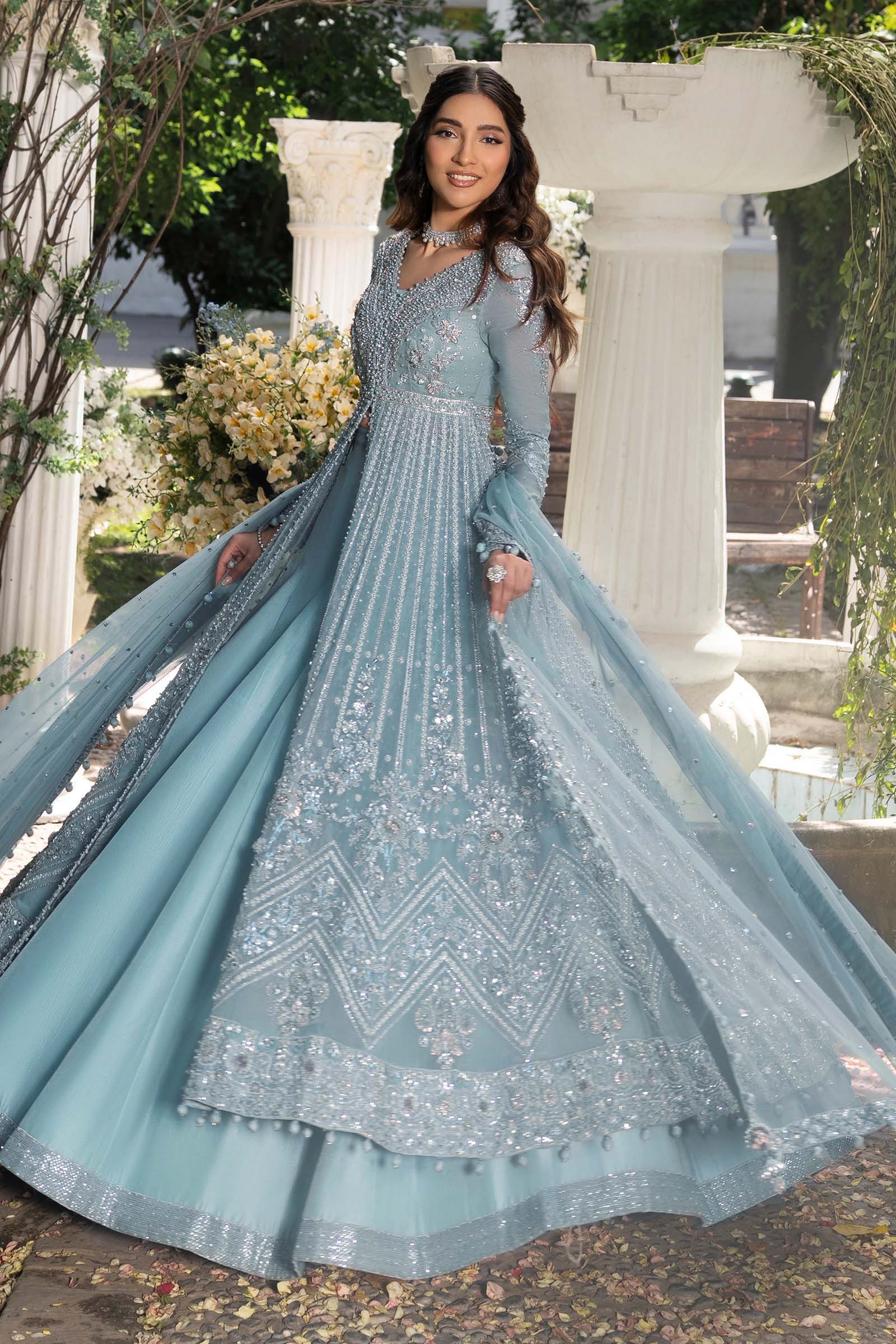 Maria B Amrin style — Mairaz ice blue lehenga reference, view 2 of 5