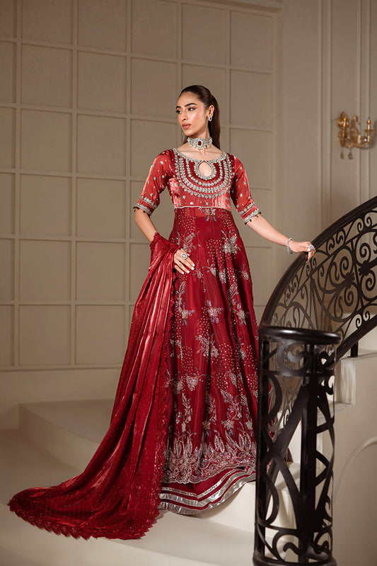 Sarazara Mehrunnisa style maroon embellished gown — Mairaz reproduction, view 2 of 6