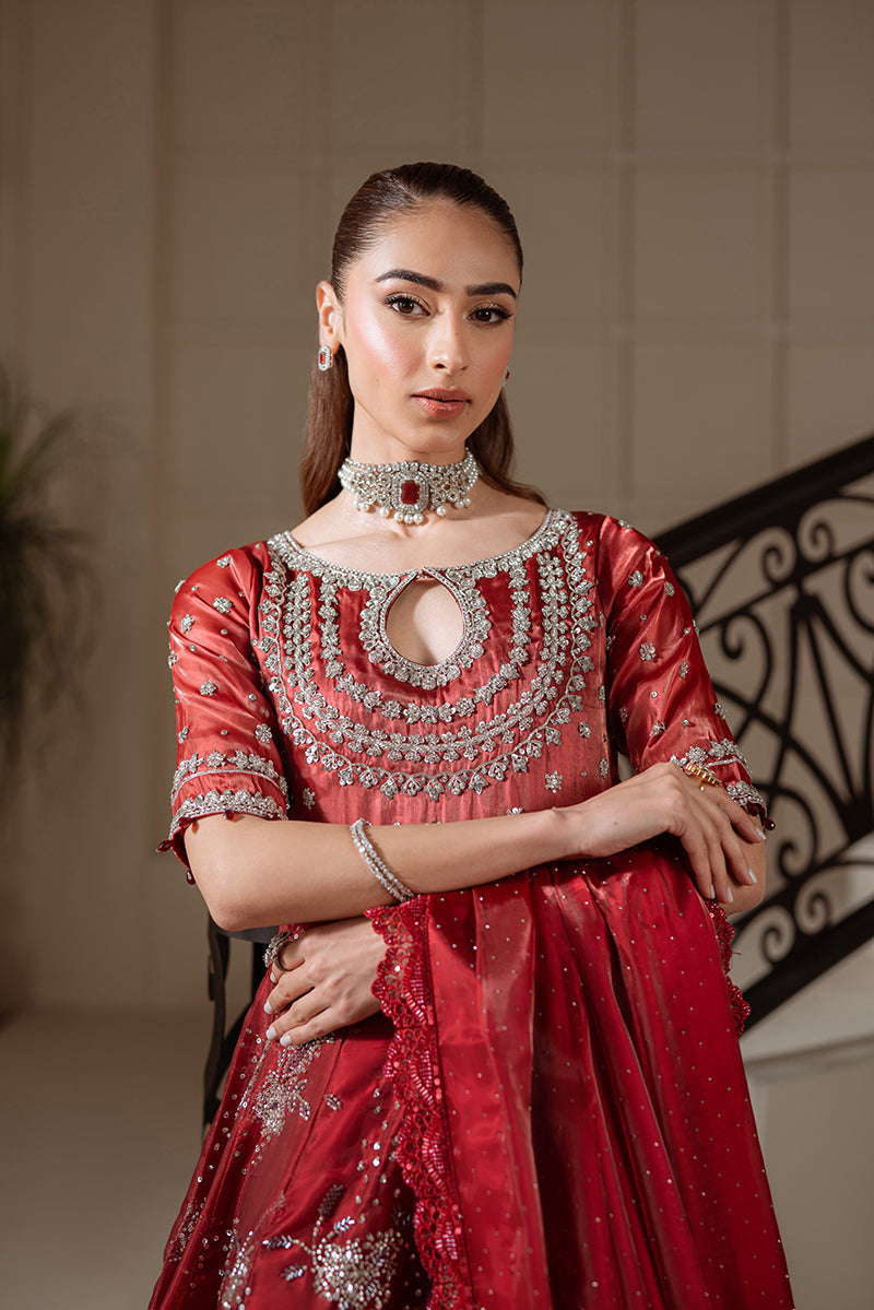 Sarazara Mehrunnisa style maroon embellished gown — Mairaz reproduction, view 5 of 6