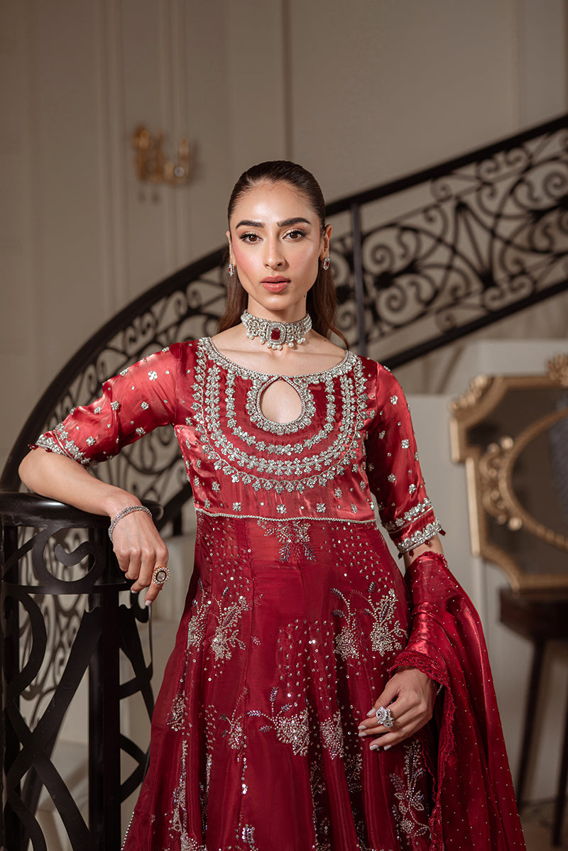 Sarazara Mehrunnisa style maroon embellished gown — Mairaz reproduction, view 6 of 6