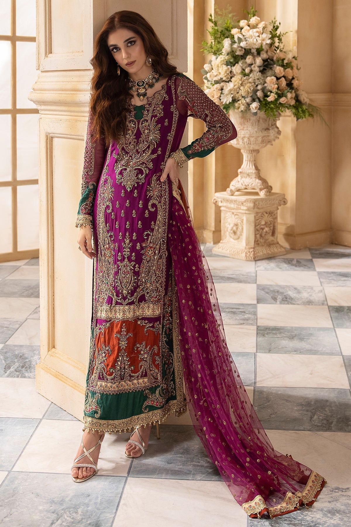 Charizma Dastan-e-Jashan DJR6-03 magenta outfit view