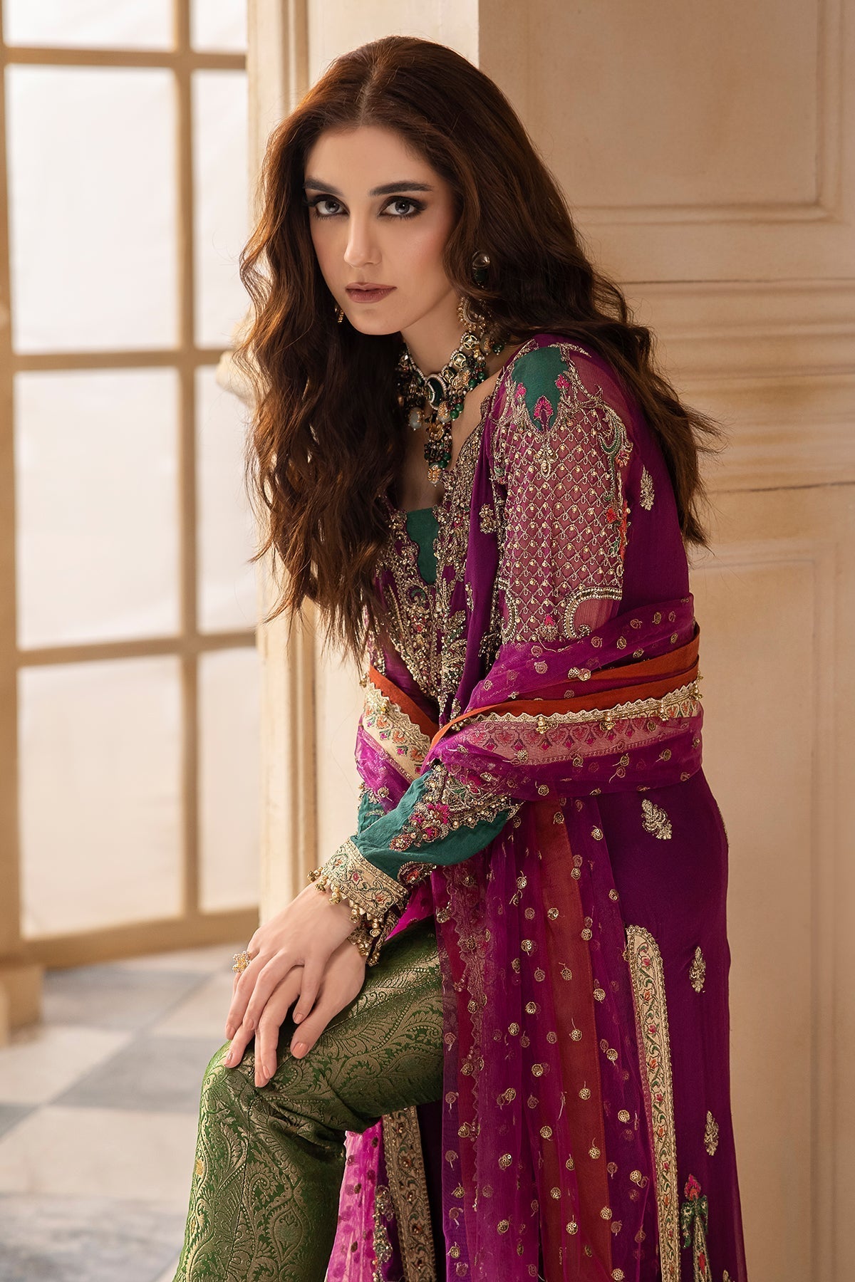 Charizma Dastan-e-Jashan DJR6-03 magenta outfit view