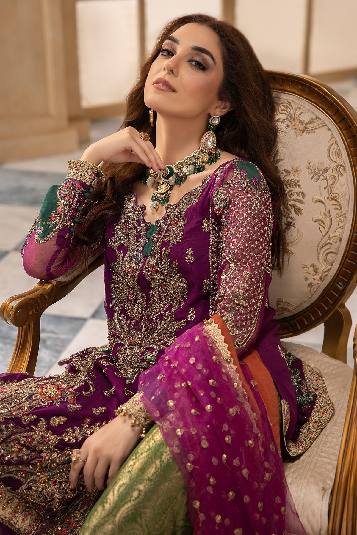 Charizma Dastan-e-Jashan DJR6-03 magenta outfit view