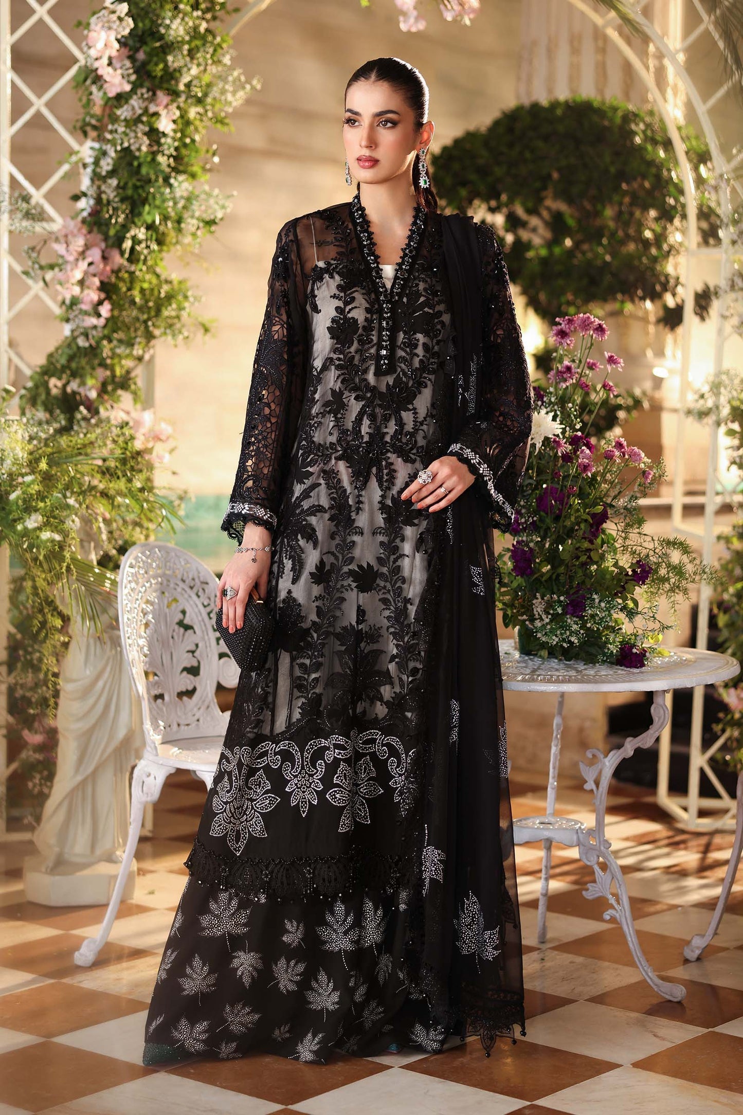 Maria B MPC-26-101 Style — Mairaz Black Three-Piece Suit