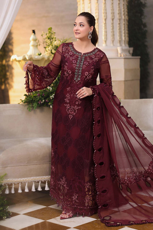 Maria B MPC-26-108 Style — Mairaz Burgundy Three-Piece Suit