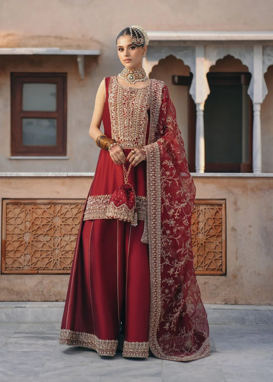 Kanwal Malik Mehek style red gharara formal — Mairaz reproduction, view 1 of 6