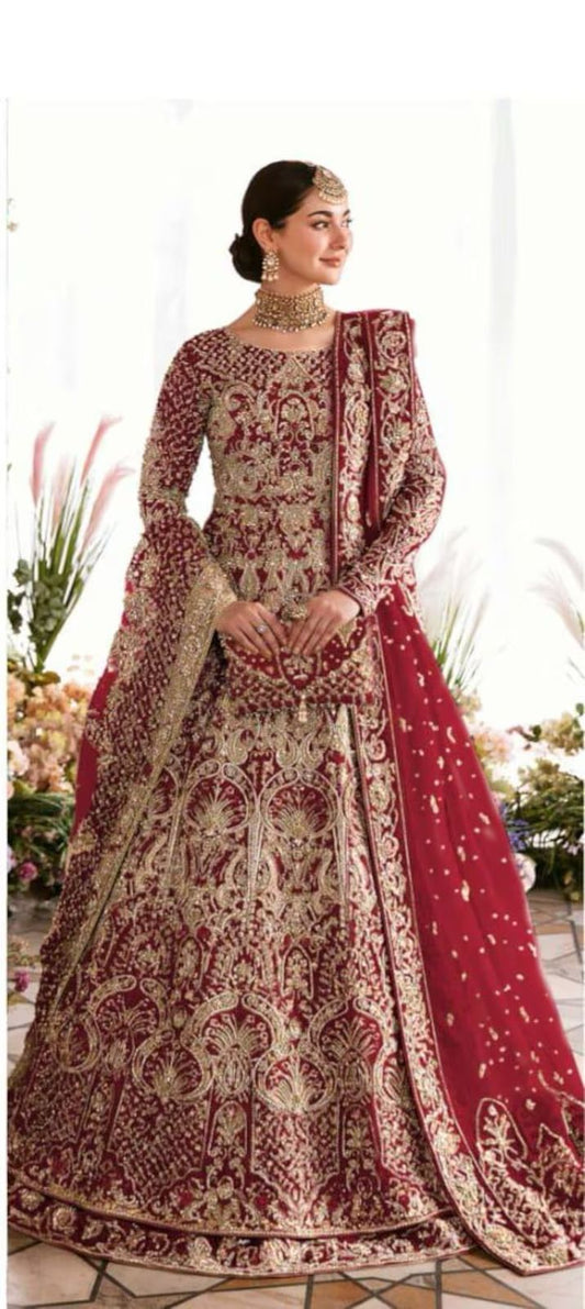Kanwal Malik Minha Style — Mairaz Red Wedding Maxi