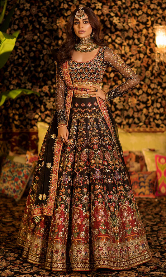 Nomi Ansari N-713 Style — Mairaz Black Wedding Maxi