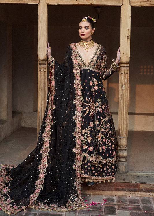 Hussain Rehar Pathaar Style — Mairaz Black Wedding Maxi