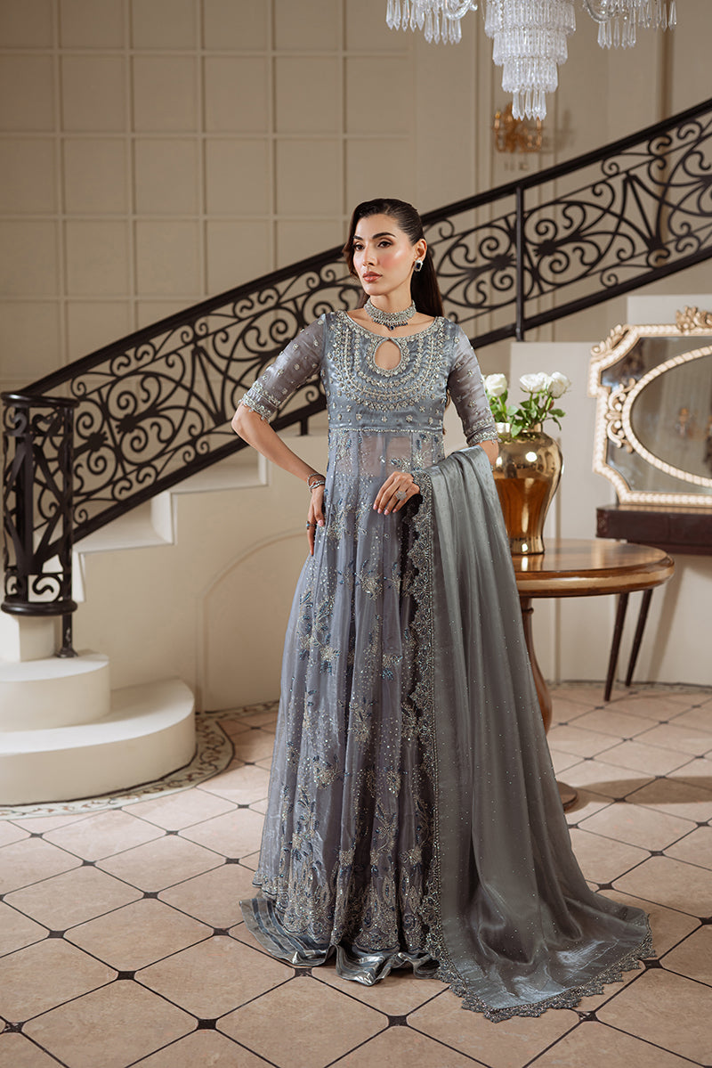 Sarazara Rania style grey blue embellished gown — Mairaz reproduction, view 3 of 7