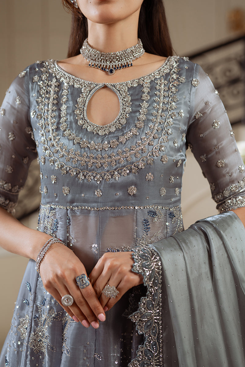 Sarazara Rania style grey blue embellished gown — Mairaz reproduction, view 4 of 7