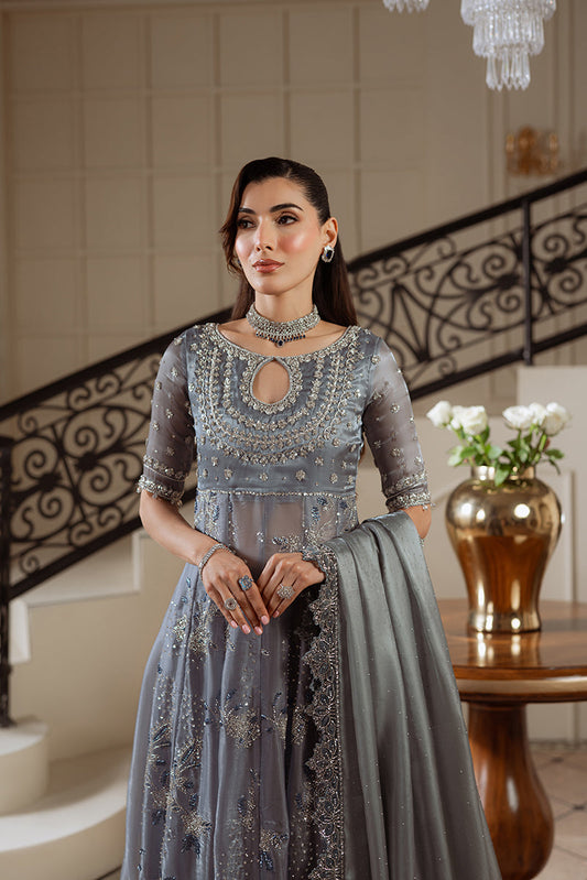 Sarazara Rania style grey blue embellished gown — Mairaz reproduction, view 2 of 7