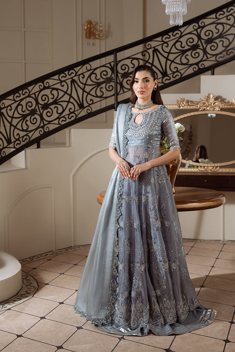 Sarazara Rania style grey blue embellished gown — Mairaz reproduction, view 5 of 7
