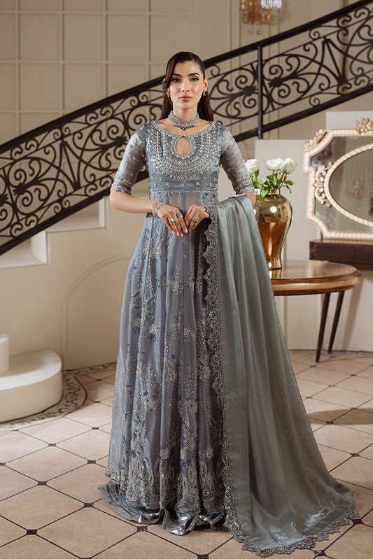 Sarazara Rania style grey blue embellished gown — Mairaz reproduction, view 1 of 7