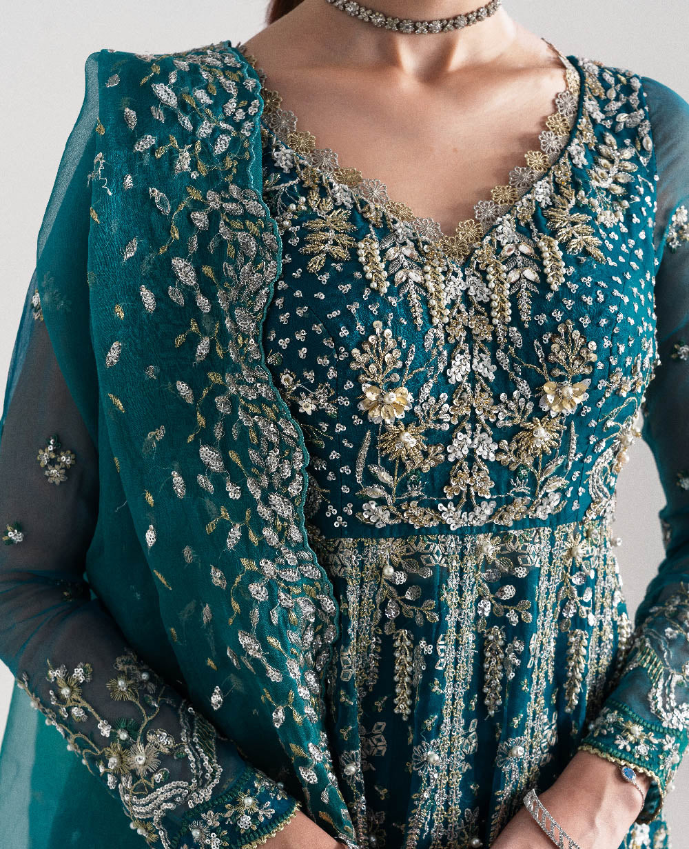 Republic Oriane Style — Mairaz Teal Green Lehenga