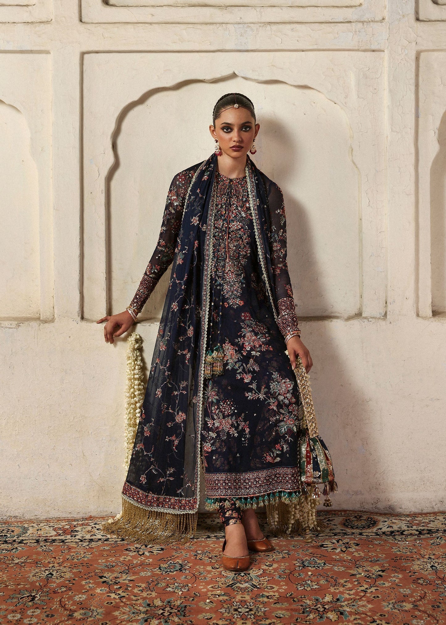 Hussain Rehar Rabab Style — Mairaz Navy Blue Three-Piece Suit