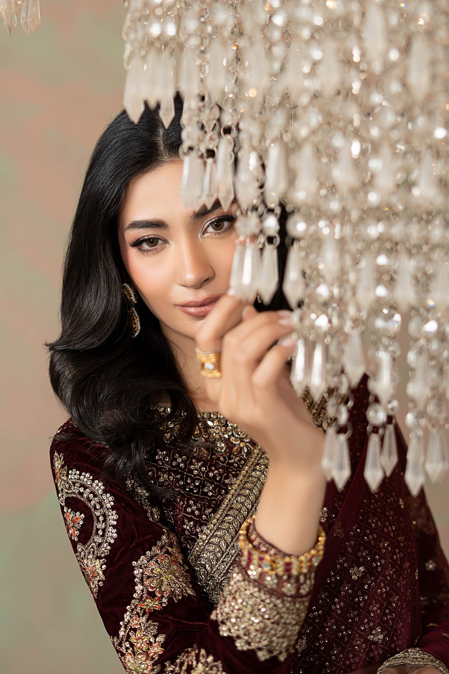Maria B Embroidered Net Saree style — Mairaz maroon saree reference, view 4 of 9