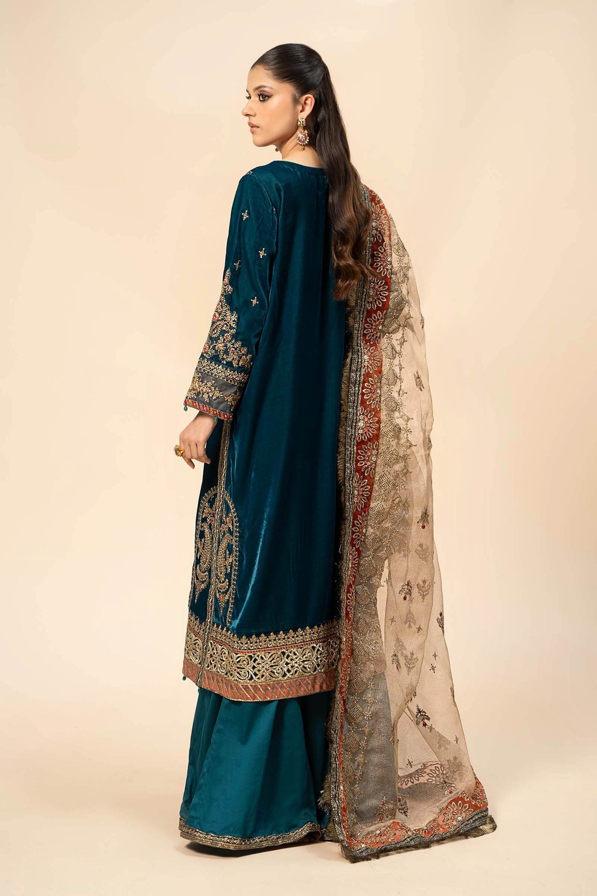 Maria B – Velvet Teal Blue SF-W24-29 Style — Mairaz reproduction, product view 3 of 6