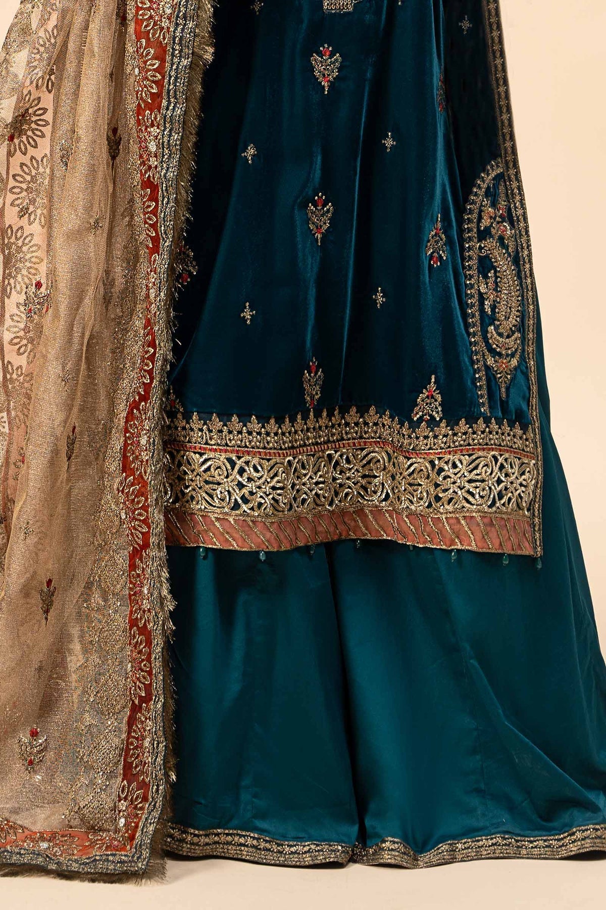 Maria B – Velvet Teal Blue SF-W24-29 Style — Mairaz reproduction, product view 5 of 6
