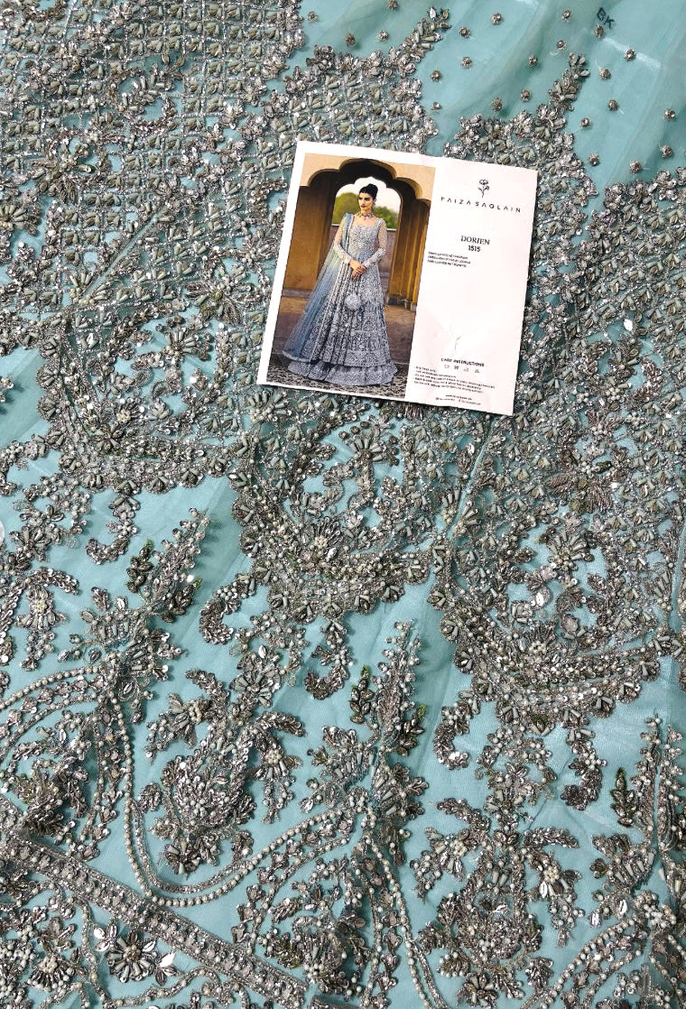 Faiza Saqlain – Dorien Style, embroidered panel with design reference card