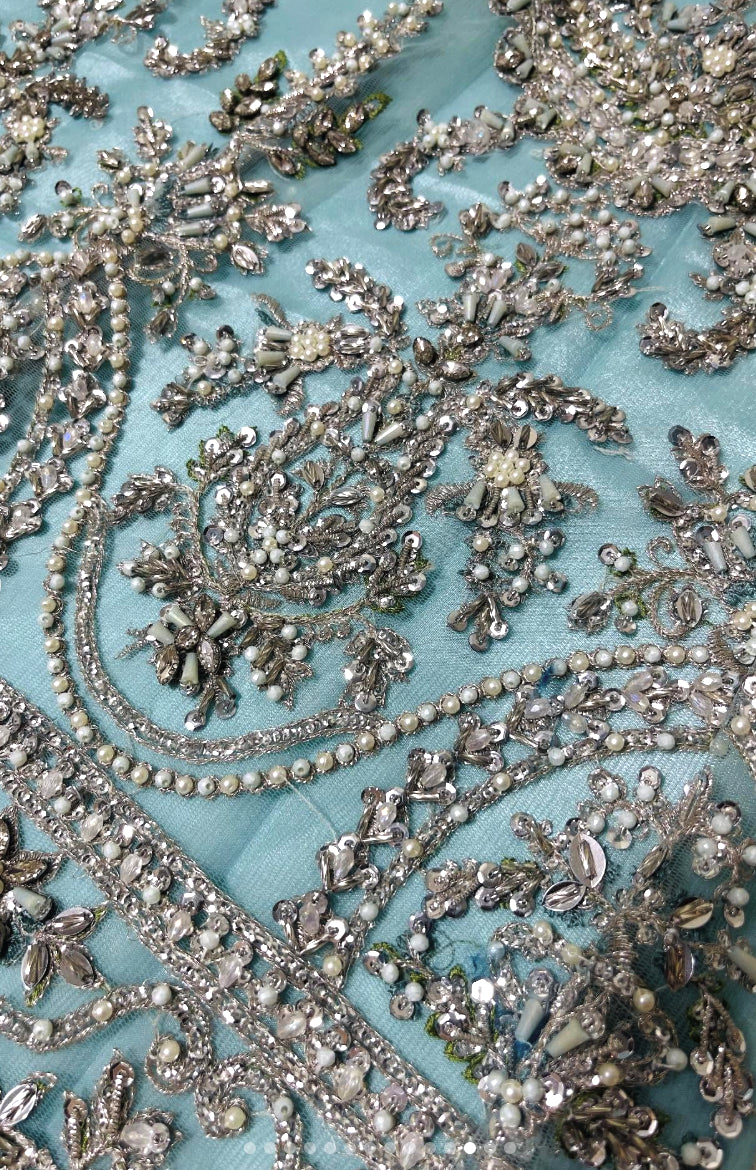 Faiza Saqlain – Dorien Style, crystal and pearl embroidery close-up