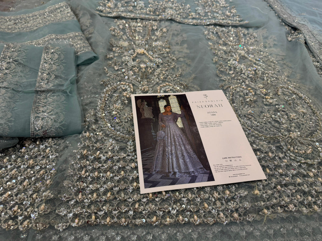 Faiza Saqlain – Ayana Style, silver embroidery close-up
