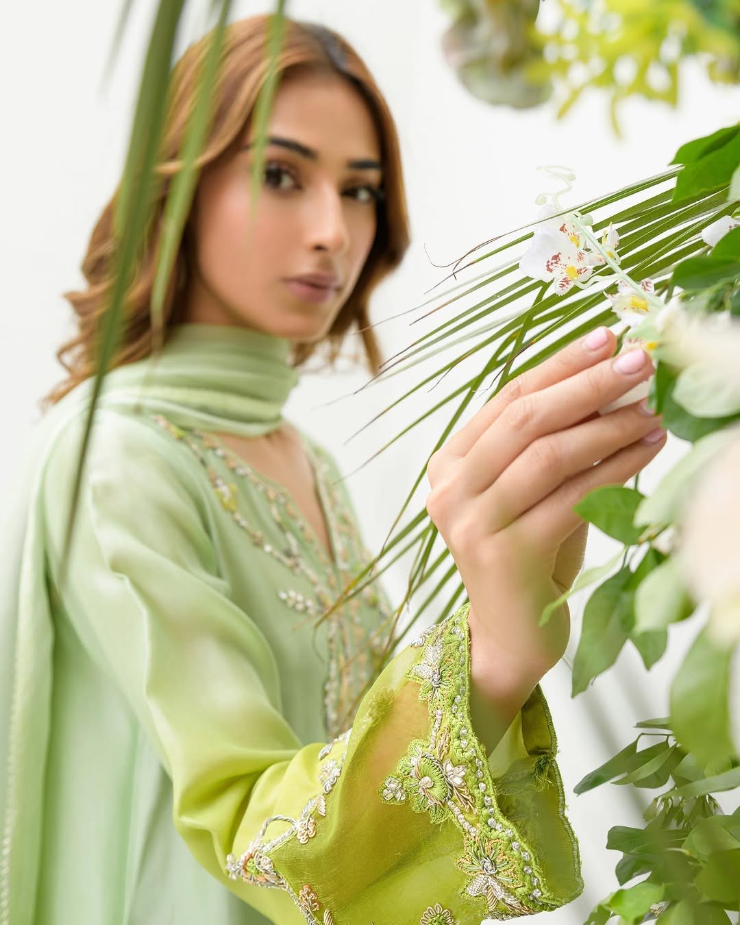 Aqsa Bajwa Jeena Style — Mairaz Lime Ombre Three-Piece Suit