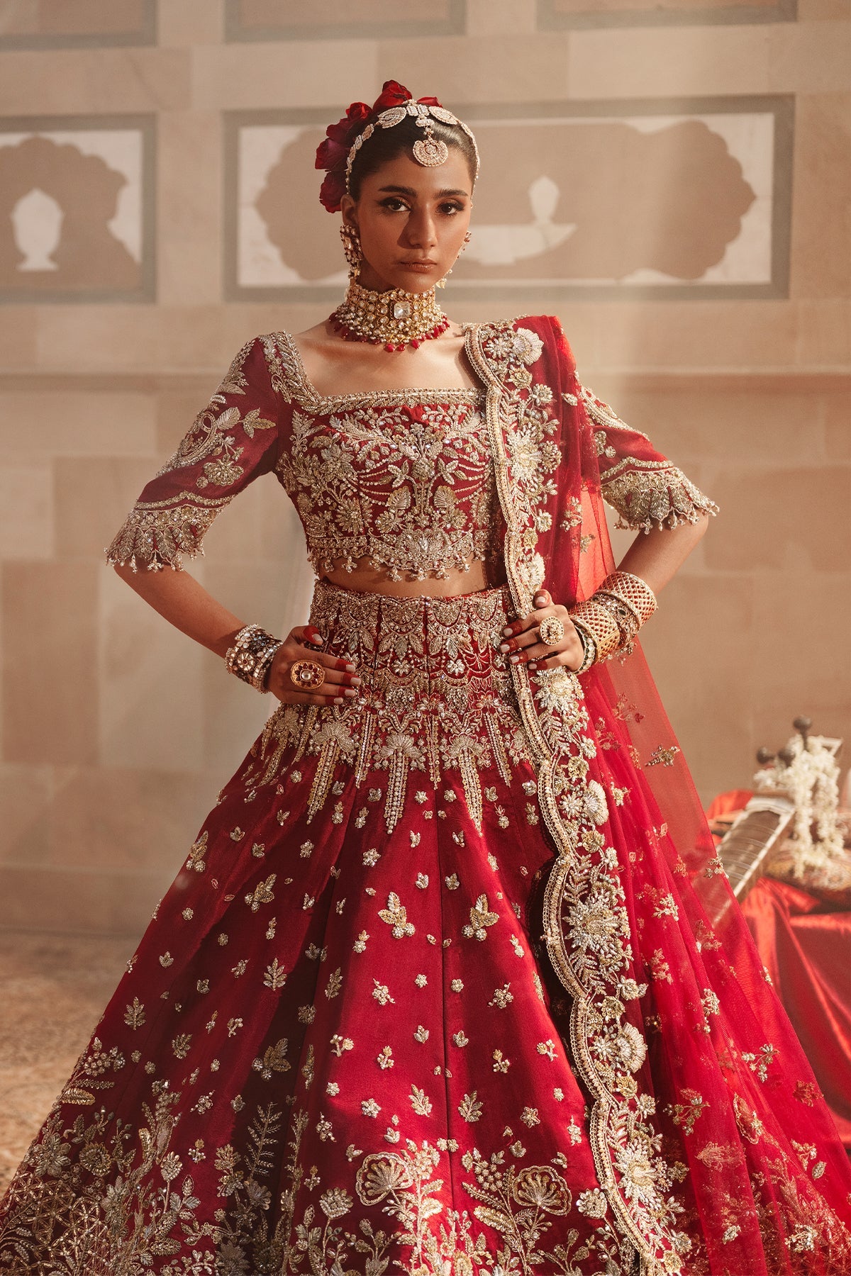 Nyra Couture Amara style — Mairaz red lehenga reference, view 7 of 9