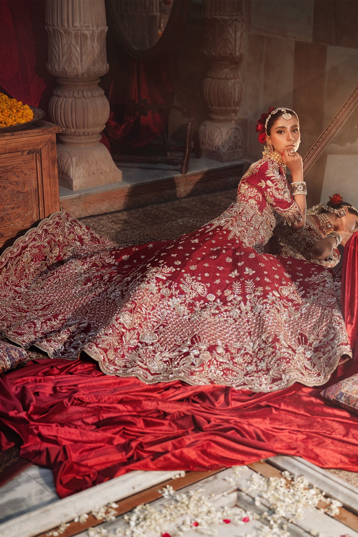Nyra Couture Amara style — Mairaz red lehenga reference, view 3 of 9