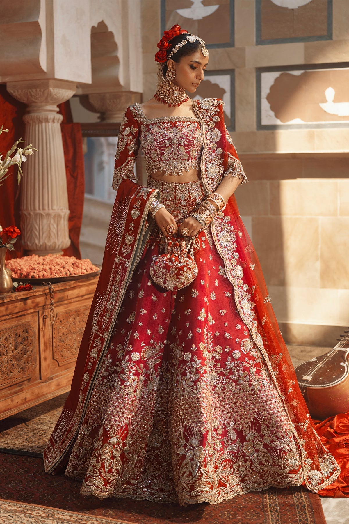 Nyra Couture Amara style — Mairaz red lehenga reference, view 5 of 9