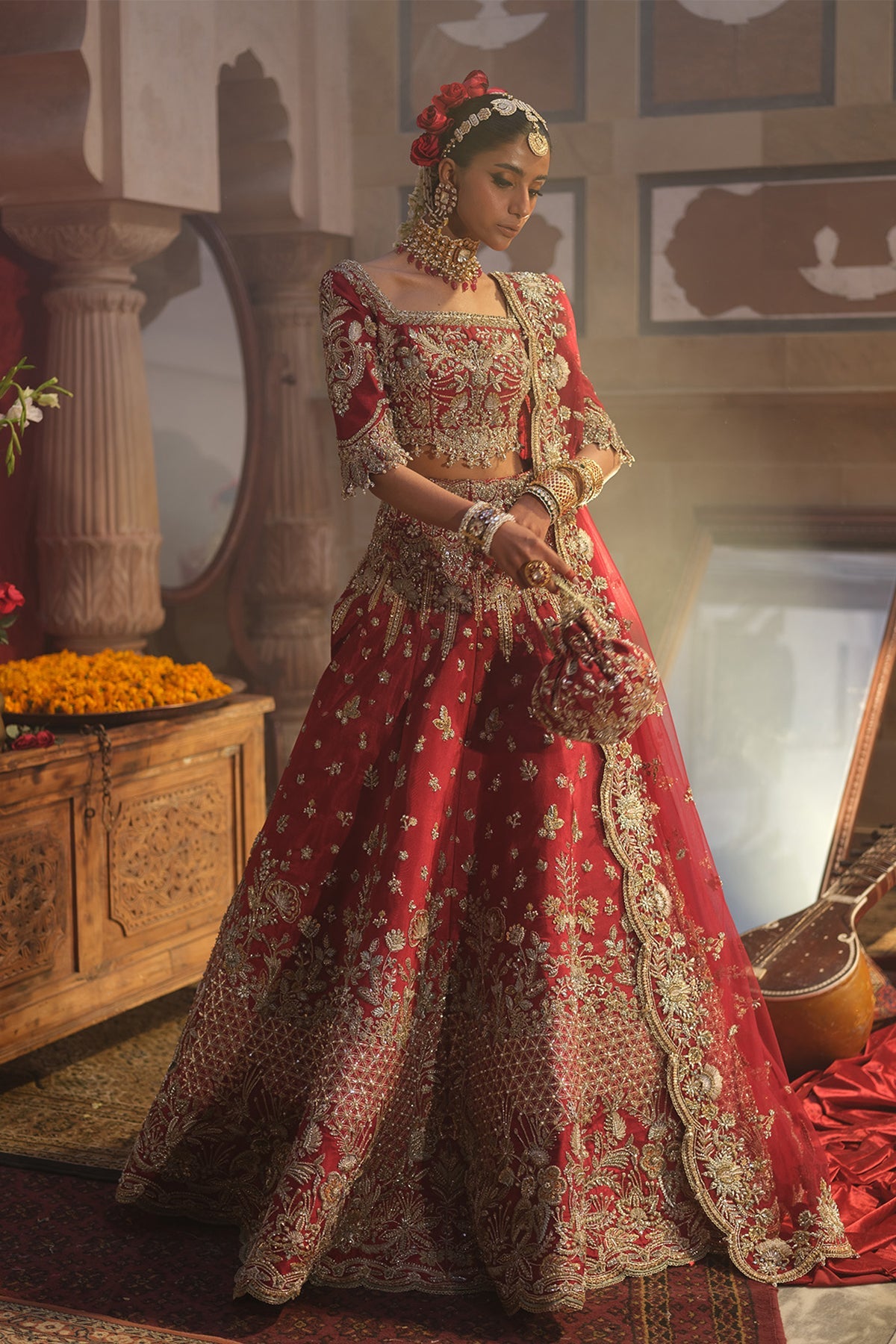 Nyra Couture Amara style — Mairaz red lehenga reference, view 8 of 9