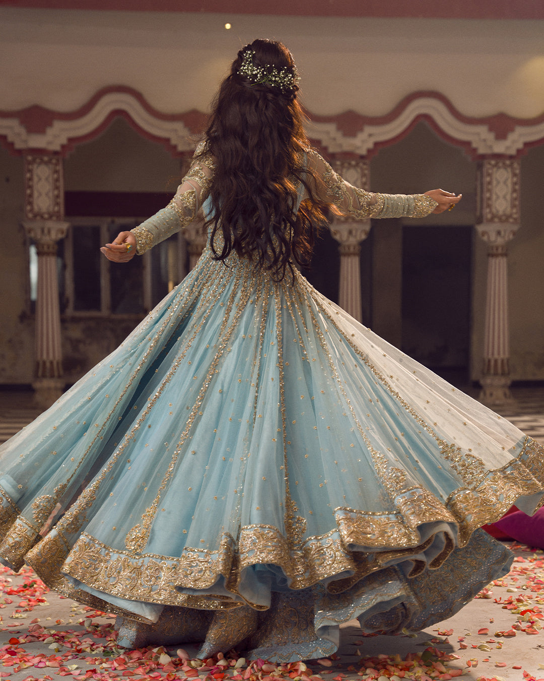 Faiza Saqlain Ahlah Style — Mairaz Embellished Net Pishwas & Sharara, product view 2 of 10