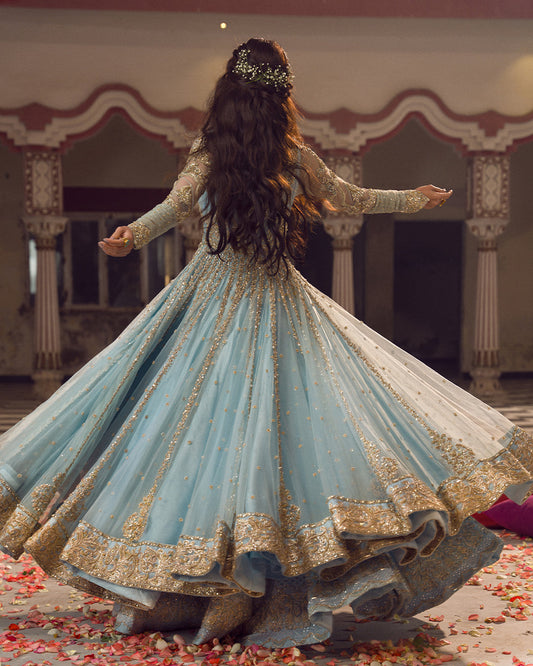 Faiza Saqlain Ahlah Style — Mairaz Embellished Net Pishwas & Sharara, product view 2 of 10