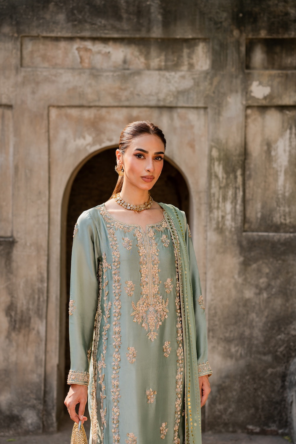 Nayab Style — Mairaz Mint Green Three-Piece Suit