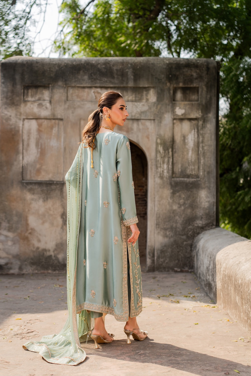 Nayab Style — Mairaz Mint Green Three-Piece Suit