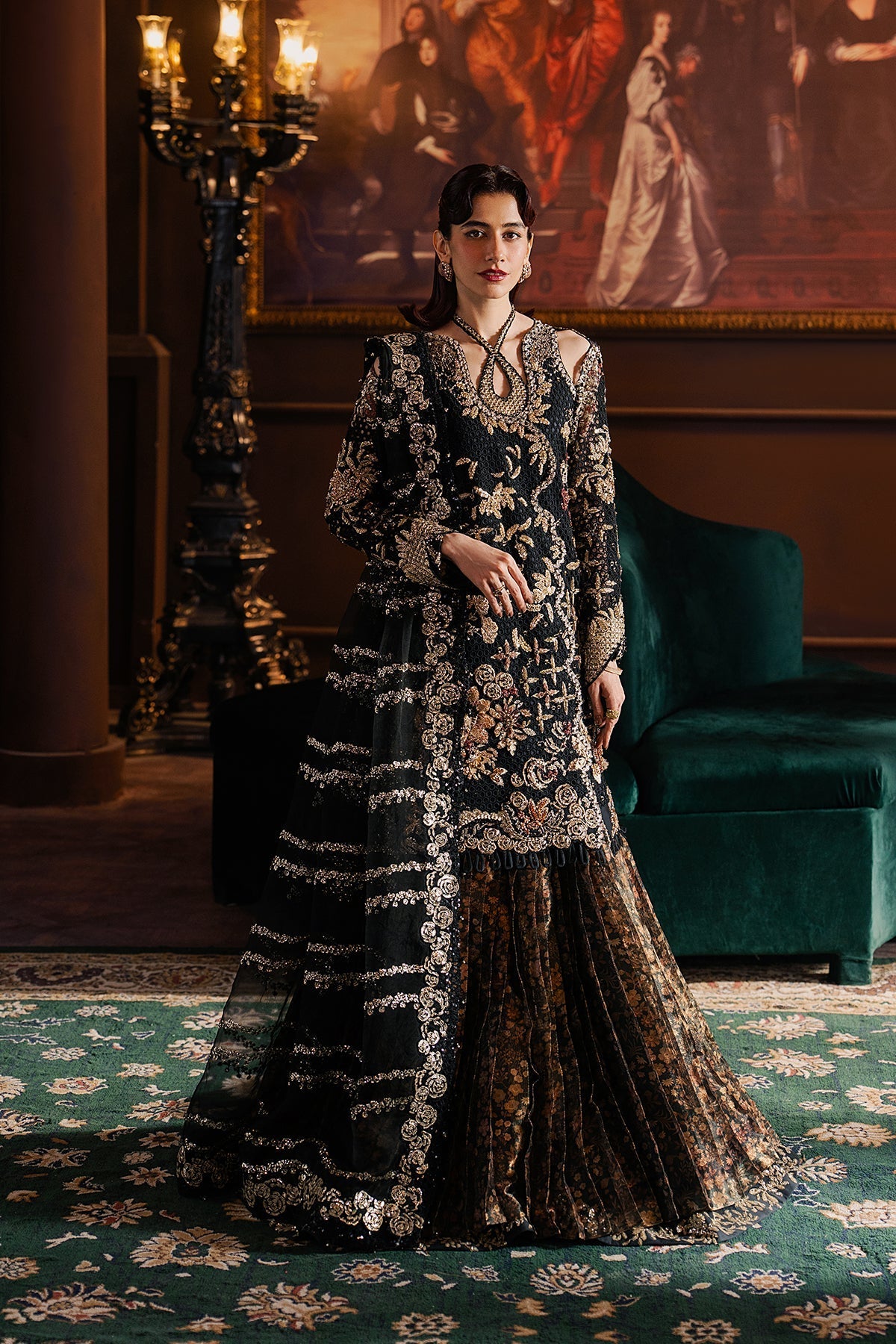 Afrozeh Sarave Style — Mairaz Black Three-Piece Suit