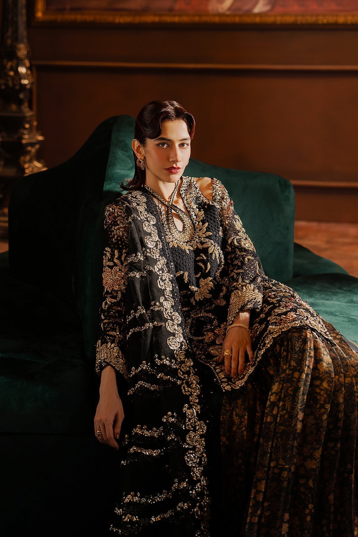 Afrozeh Sarave Style — Mairaz Black Three-Piece Suit