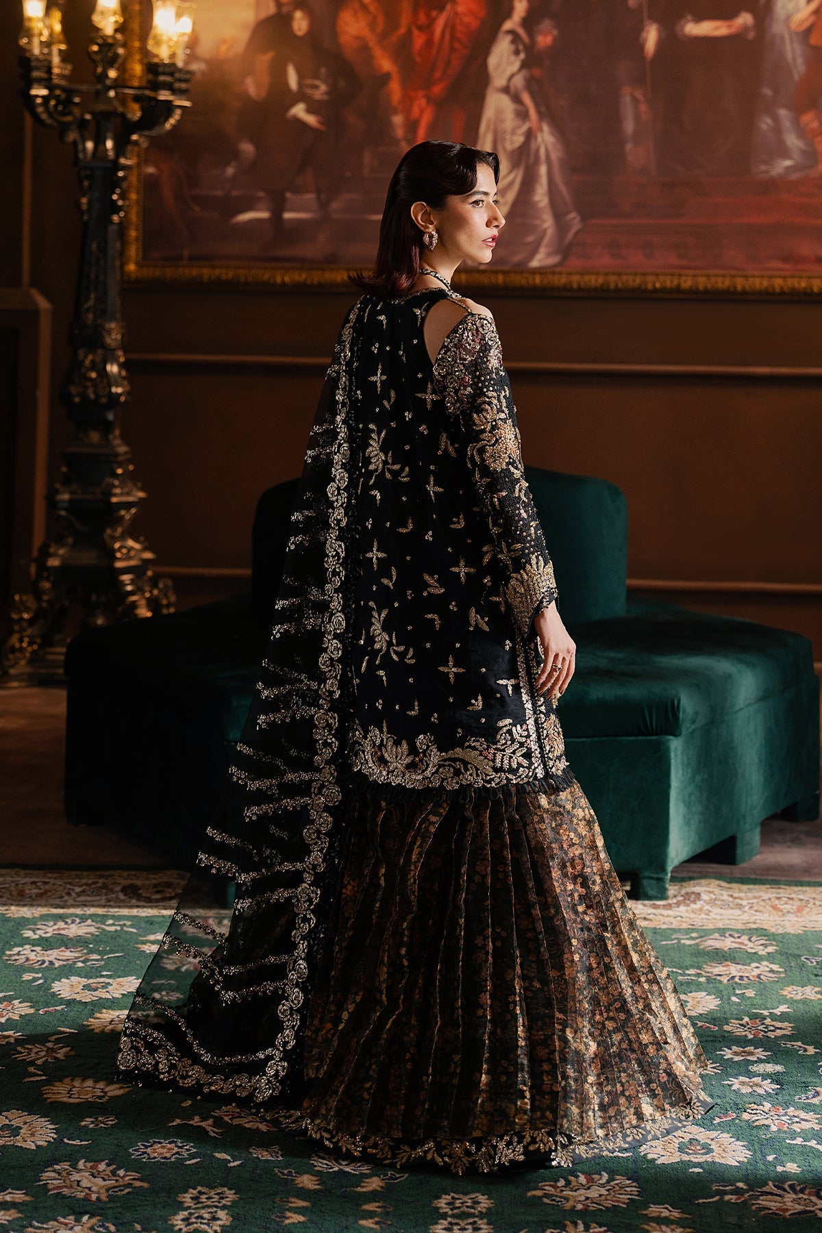 Afrozeh Sarave Style — Mairaz Black Three-Piece Suit