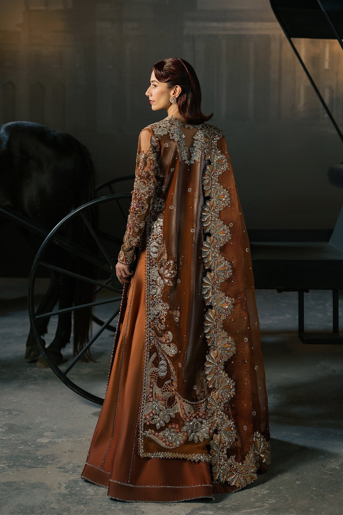 Afrozeh Zavaa Style — Mairaz Rust Three-Piece Suit