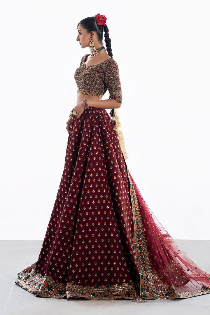Mina Kashif Saama Style — Mairaz Maroon Lehenga
