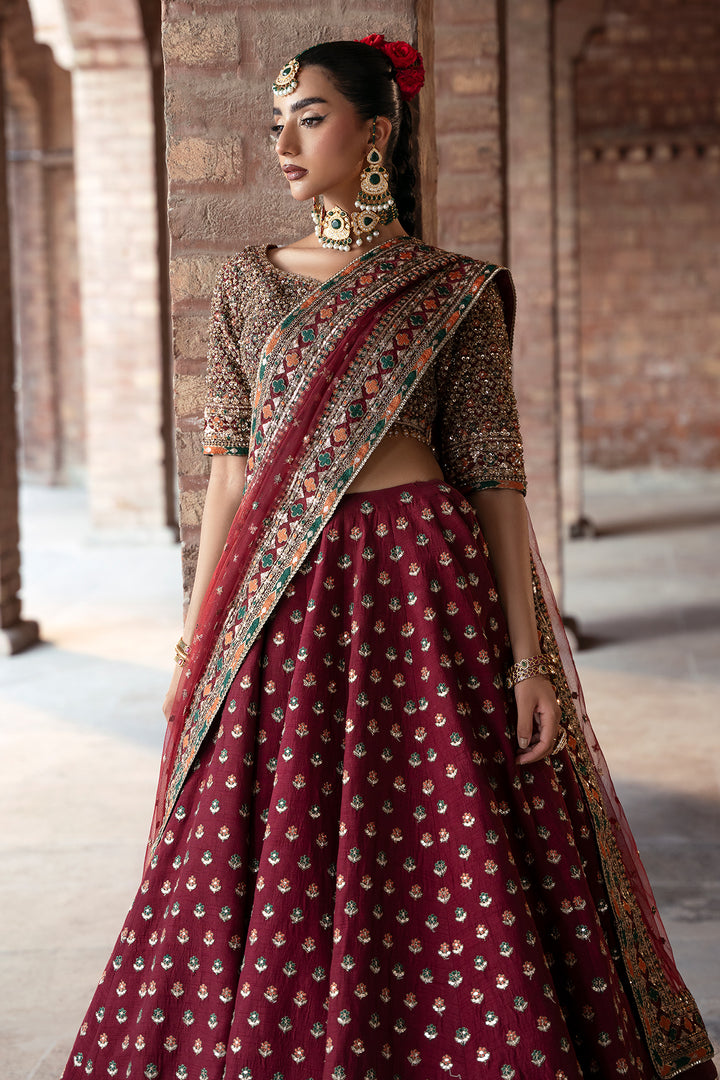 Mina Kashif Saama Style — Mairaz Maroon Lehenga